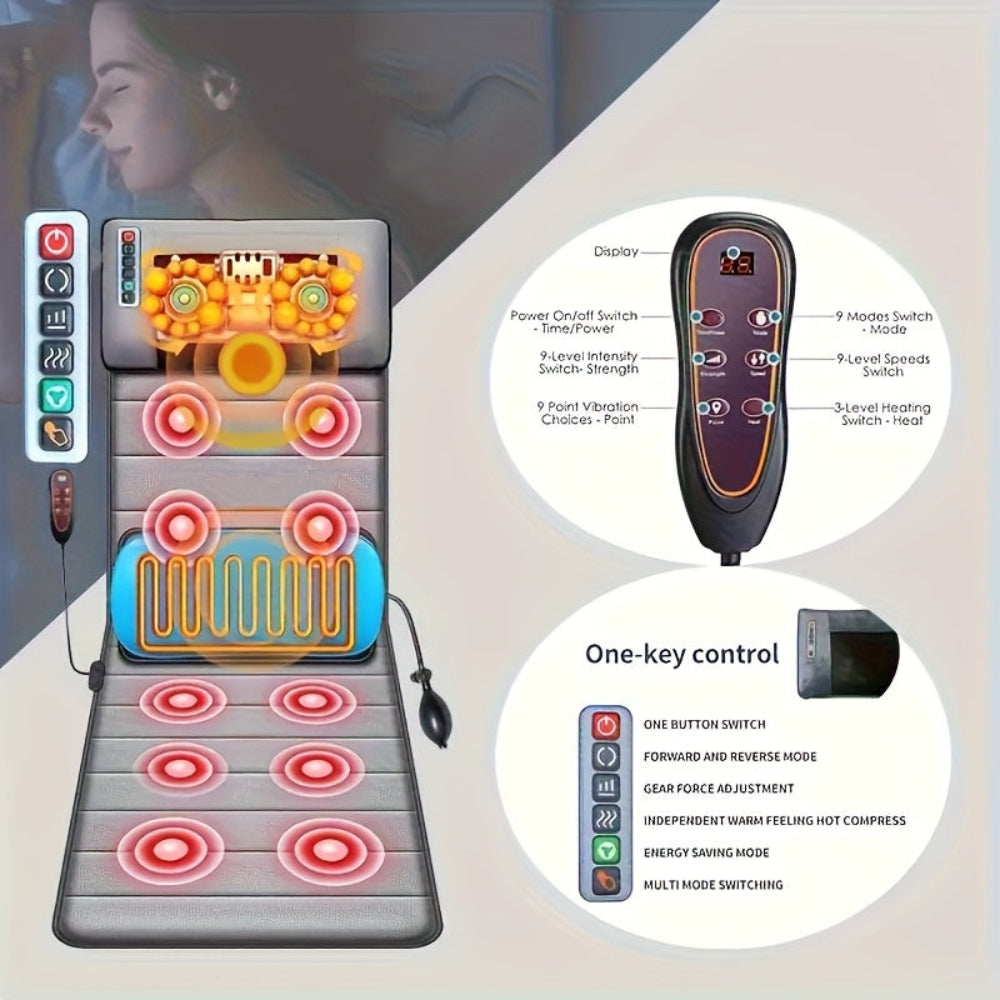 Full Body Massage Mat Heat Vibration Back Relief Pad 7