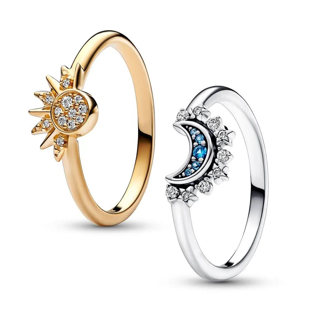 Beautiful Sterling Silver Moon Sun Ring - Fesara