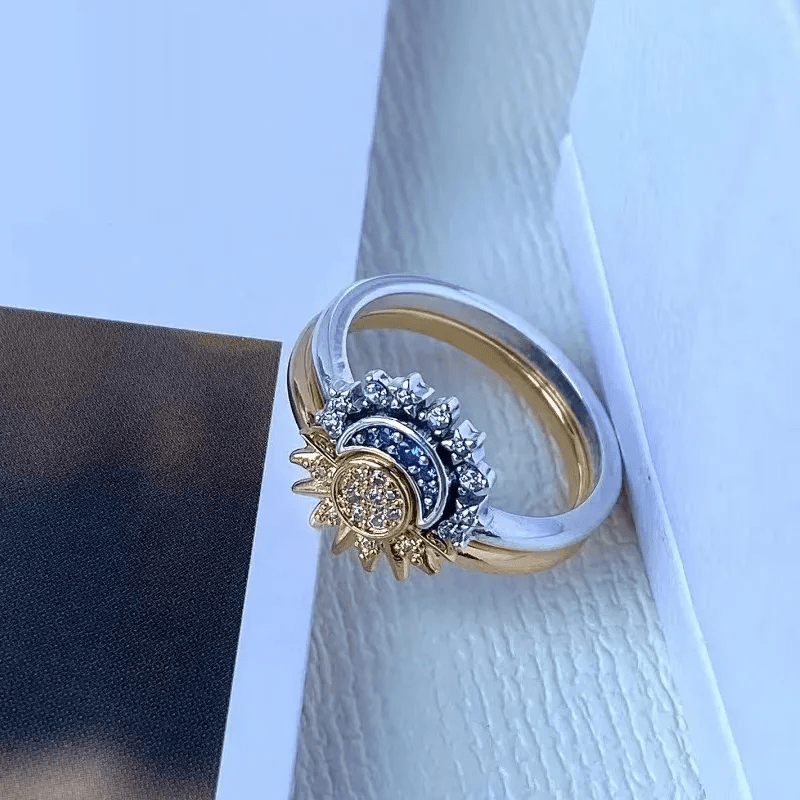 Beautiful Sterling Silver Moon Sun Ring