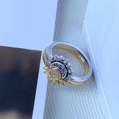 Beautiful Sterling Silver Moon Sun Ring