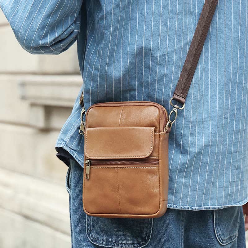 Men's Classic Leather Crossbody Messenger Bag - Fesara