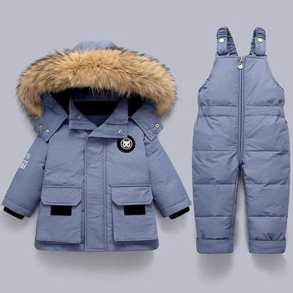 Warm Kids Snow Jacket with Furry Hood
