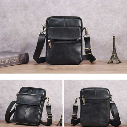 Men's Classic Leather Crossbody Messenger Bag
