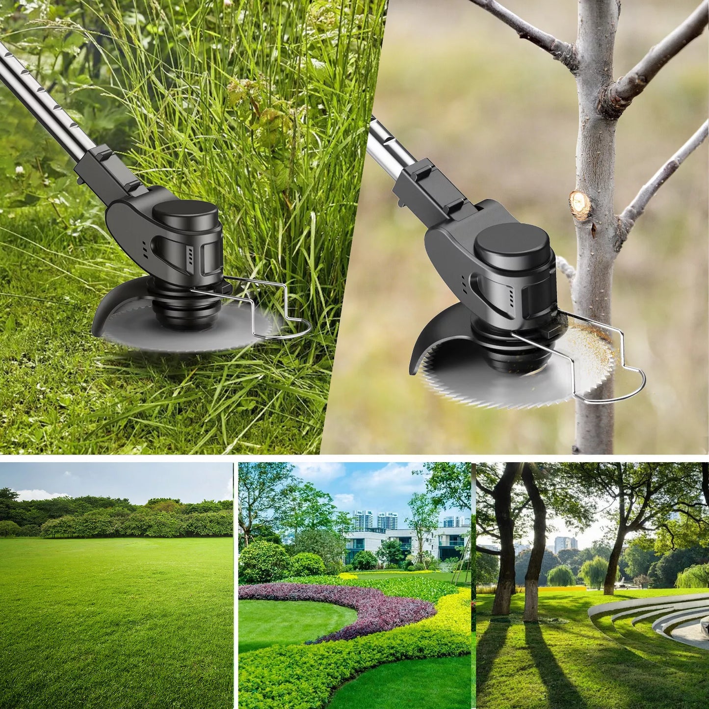 Cordless Grass Trimmer and Brush Cutter, 3-in-1 Garden Strimmer with Interchangeable Heads for Easy Outdoor Care-3