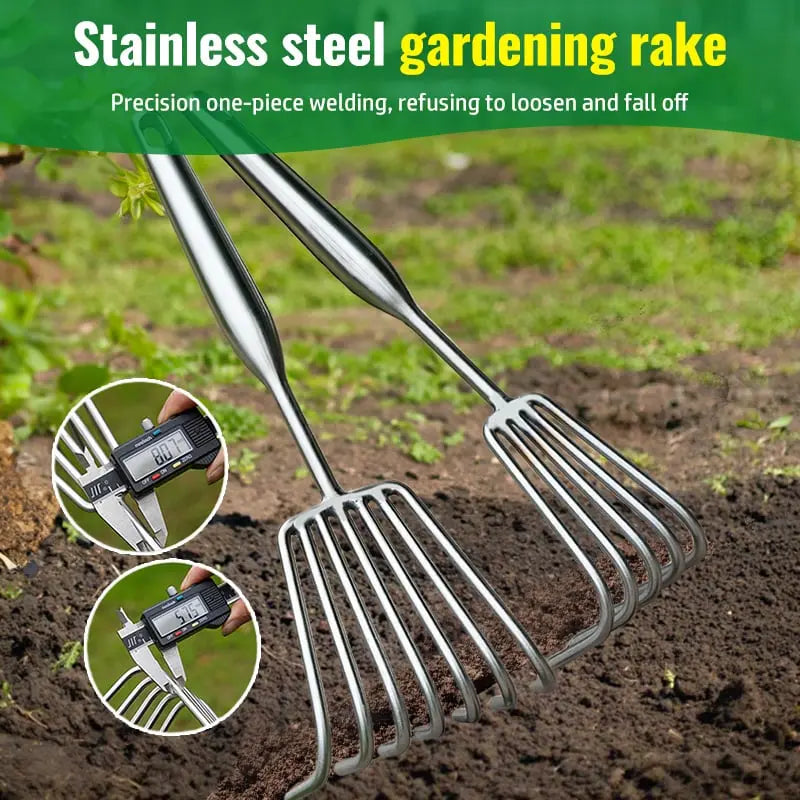 Heavy Duty Garden Rake with Ergonomic Handle