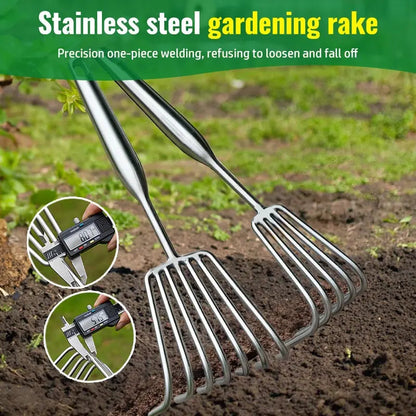 Heavy Duty Garden Rake with Ergonomic Handle
