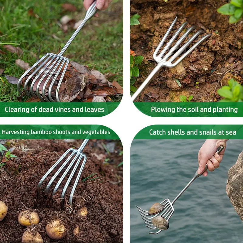 Heavy Duty Garden Rake with Ergonomic Handle