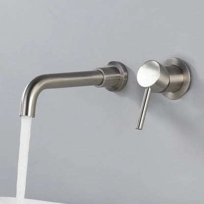 Stylish Wall Mount Basin Faucet with Brushed Nickel Finish - Fesara