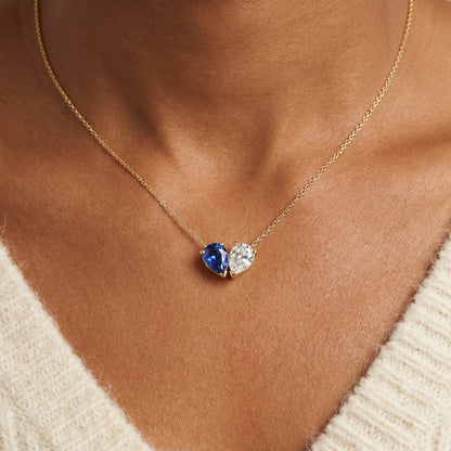 Delicate Double Birthstone Heart Pendant