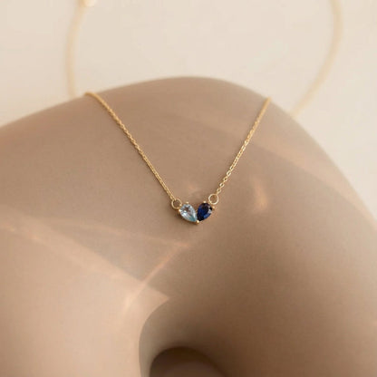 Delicate Double Birthstone Heart Pendant