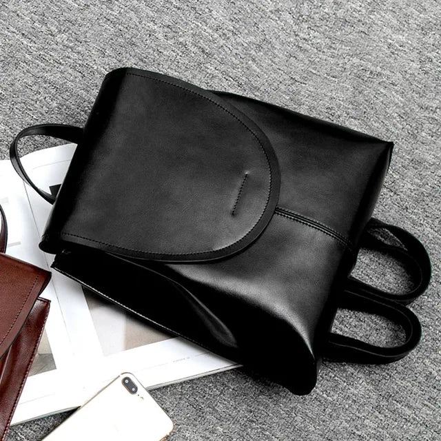 Fashionable Women's Leather Backpack with Spacious Compartments