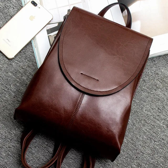 Fashionable Women's Leather Backpack with Spacious Compartments