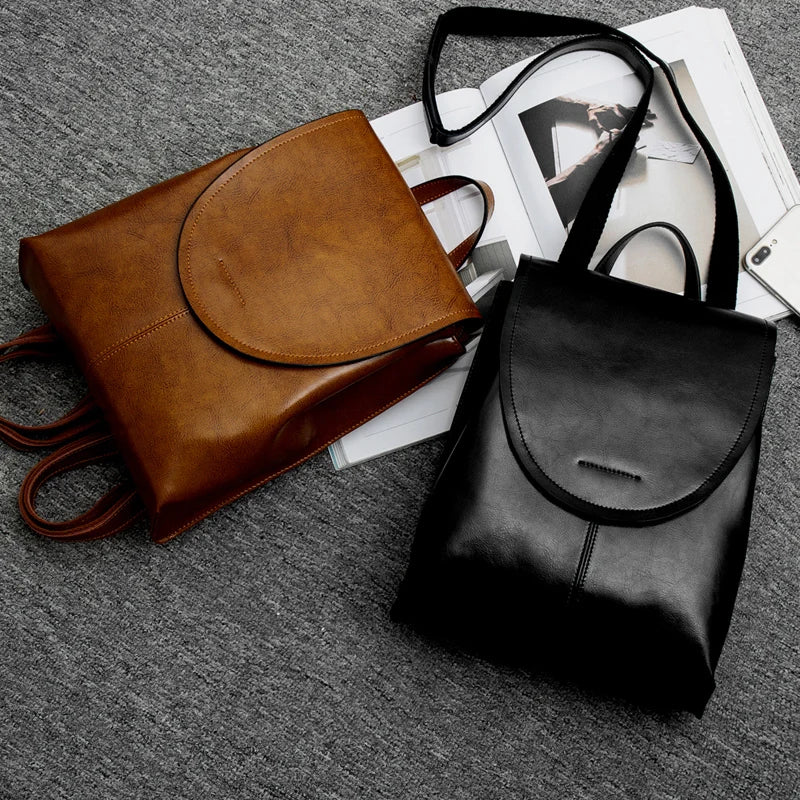 Fashionable Women's Leather Backpack with Spacious Compartments