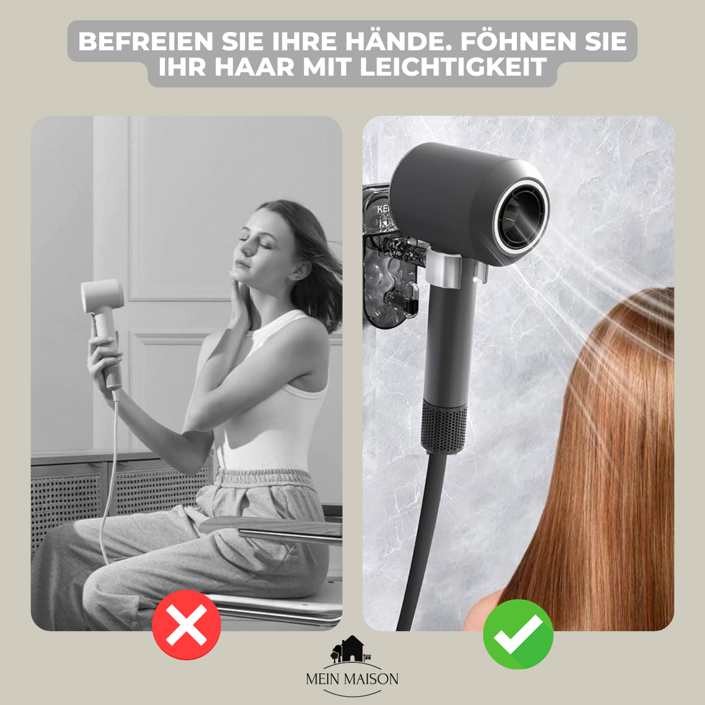 Easy Install Hair Dryer Wall Mount