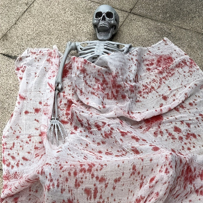 Giant 12 Ft Life-Size Halloween Skeleton Decoration with Posable Joints - Scary Outdoor Halloween Prop 3