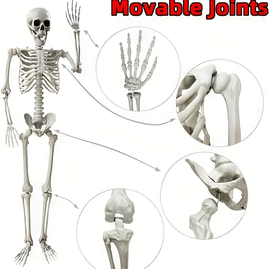 Giant 12 Ft Life-Size Halloween Skeleton Decoration with Posable Joints - Scary Outdoor Halloween Prop 5