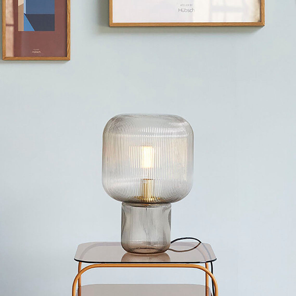 Elegant Round Glass Metal Table Lamp