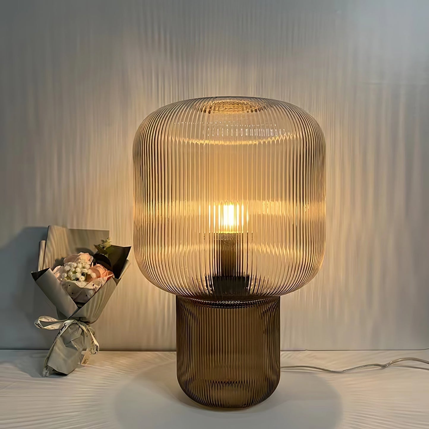 Elegant Round Glass Metal Table Lamp