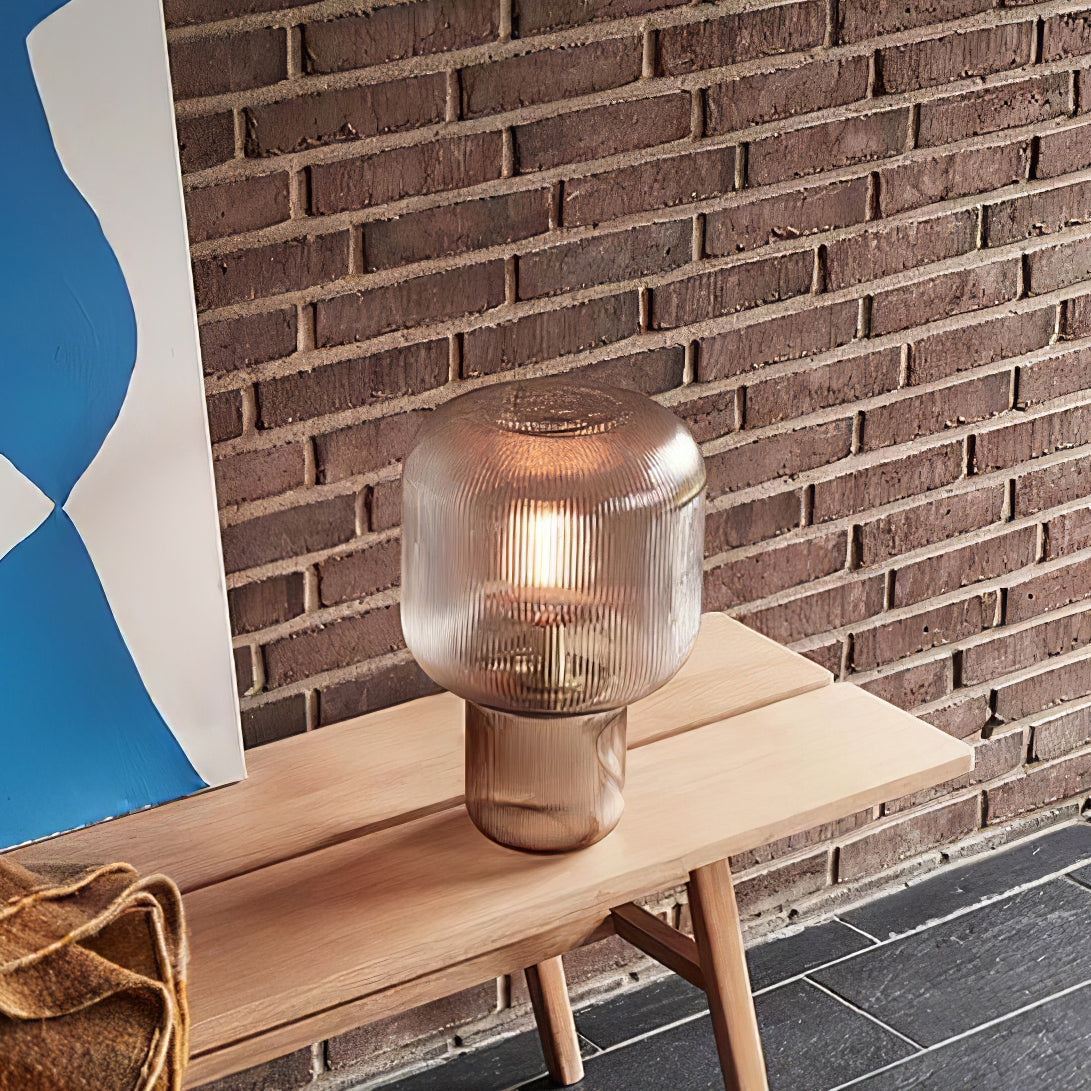 Elegant Round Glass Metal Table Lamp