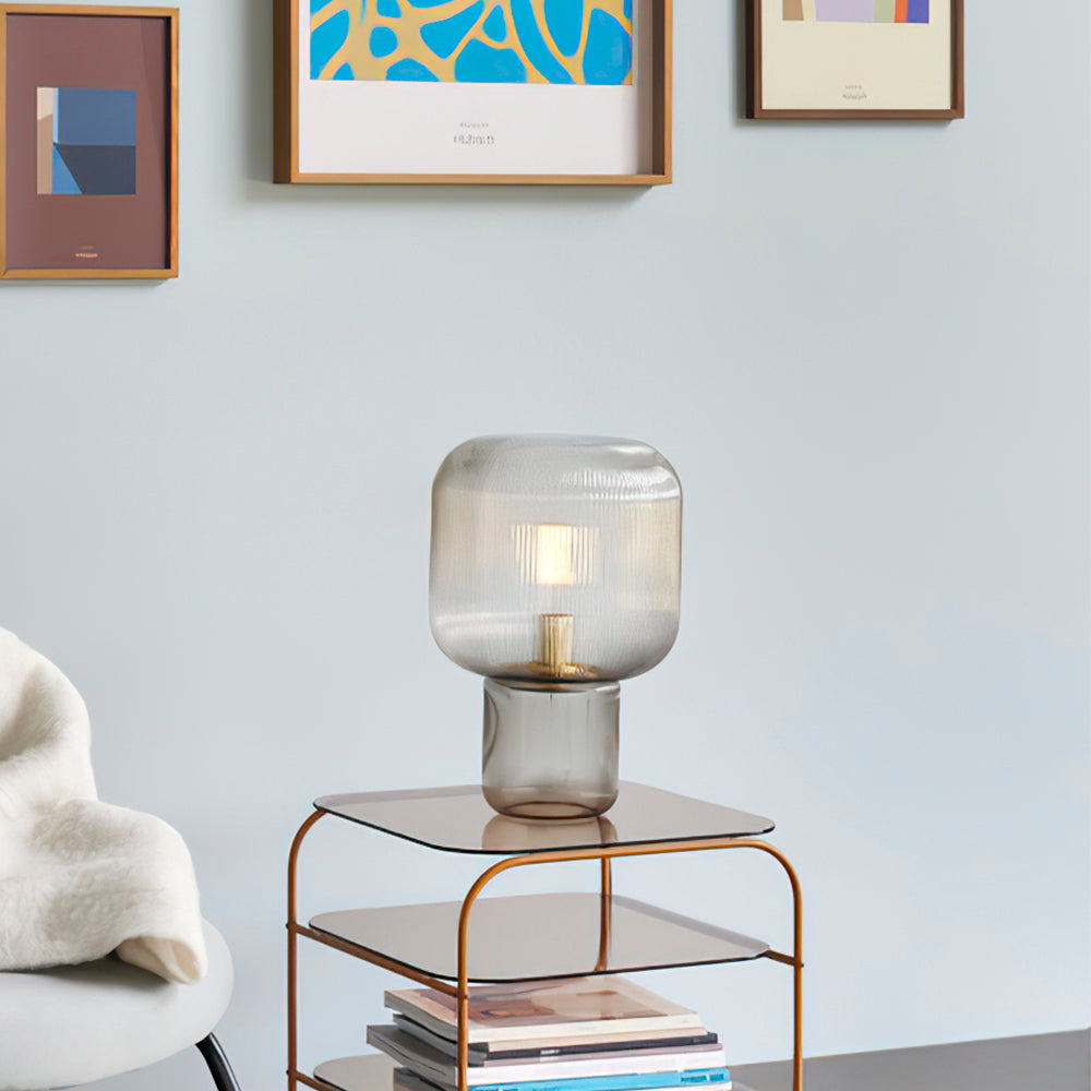 Elegant Round Glass Metal Table Lamp