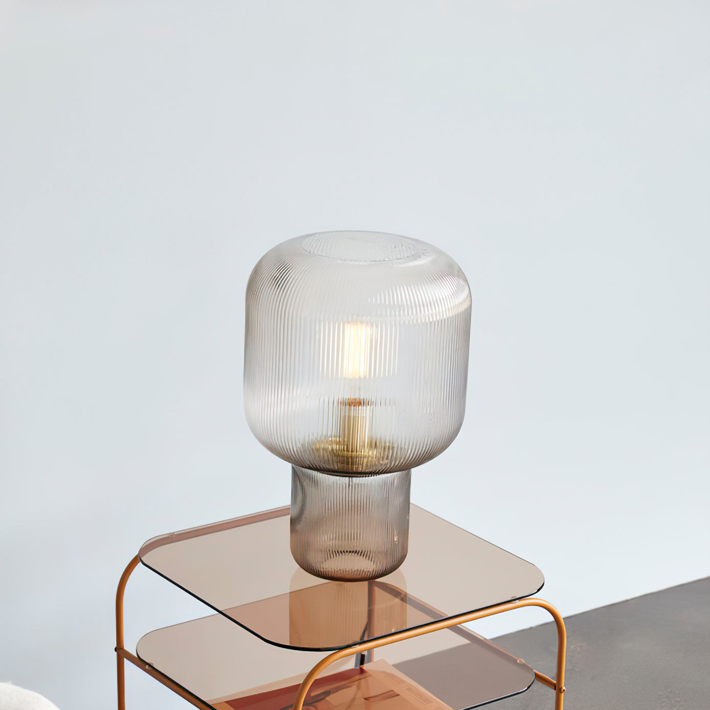 Elegant Round Glass Metal Table Lamp
