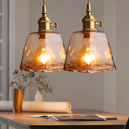 Elegant Crystal Pendant Light - Golden Glass Shade