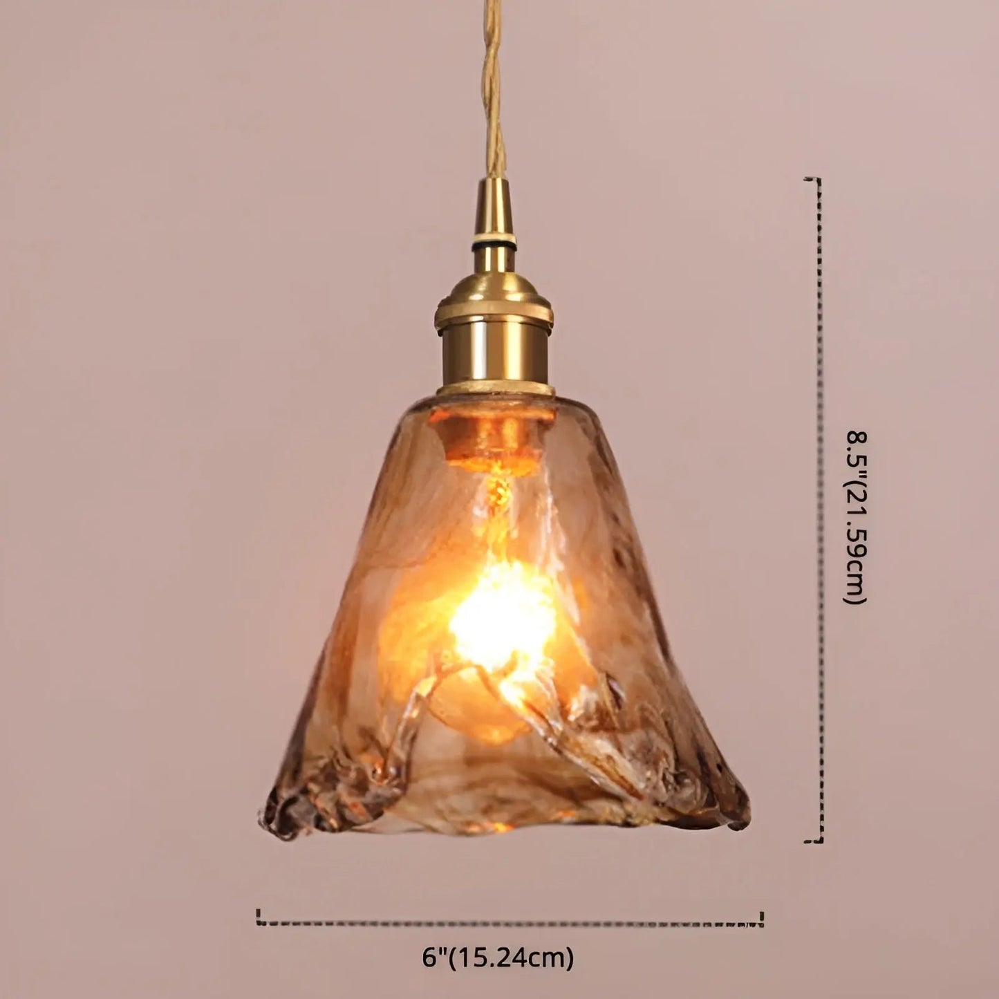 Elegant Crystal Pendant Light - Golden Glass Shade