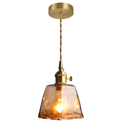 Elegant Crystal Pendant Light - Golden Glass Shade