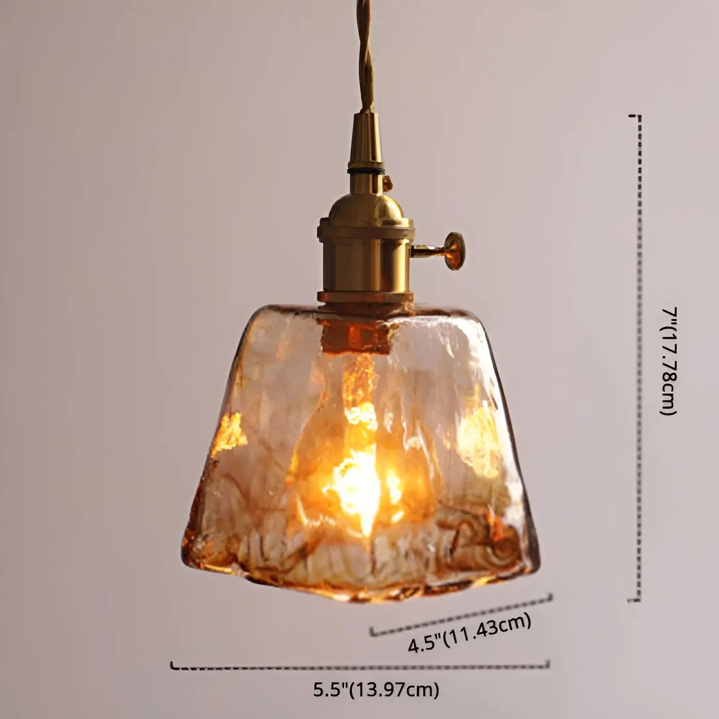 Elegant Crystal Pendant Light - Golden Glass Shade
