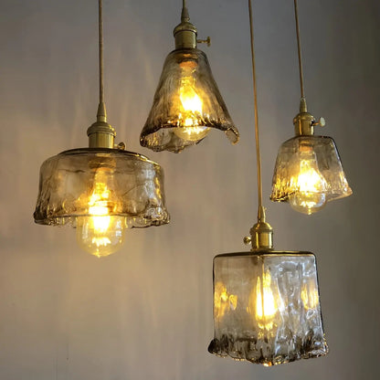 Elegant Crystal Pendant Light - Golden Glass Shade