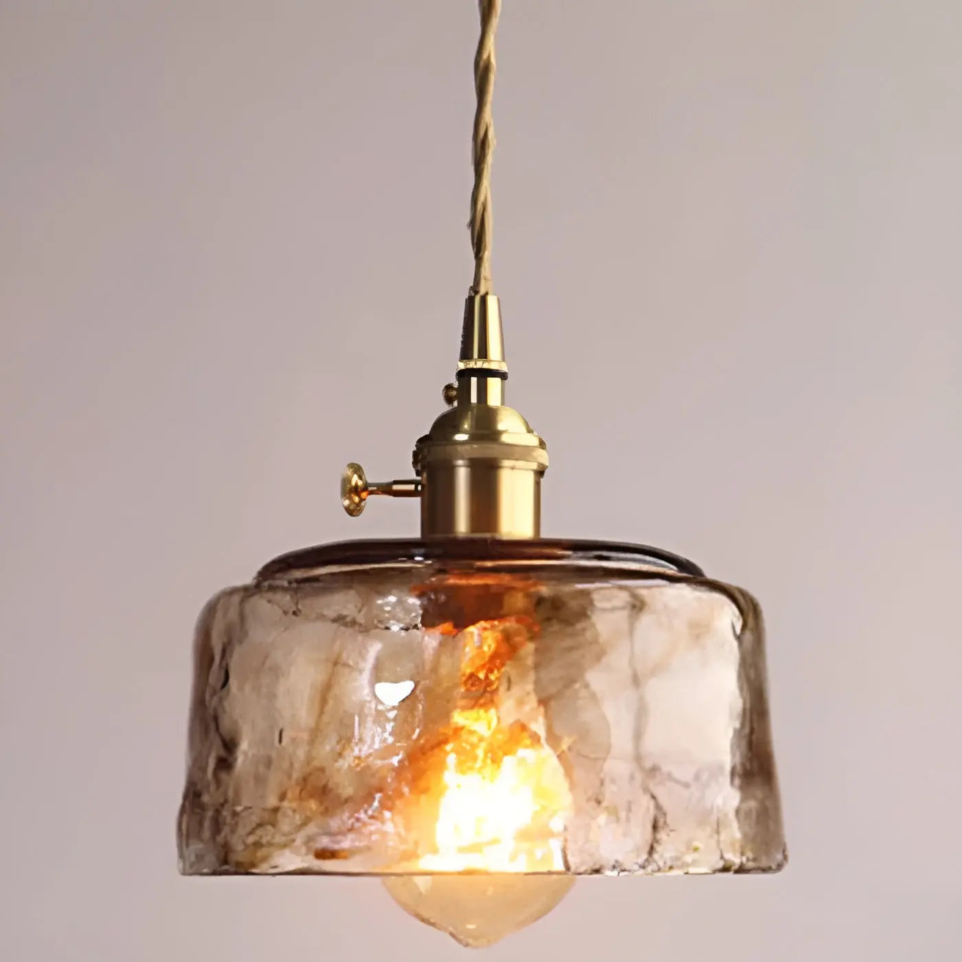 Elegant Crystal Pendant Light - Golden Glass Shade