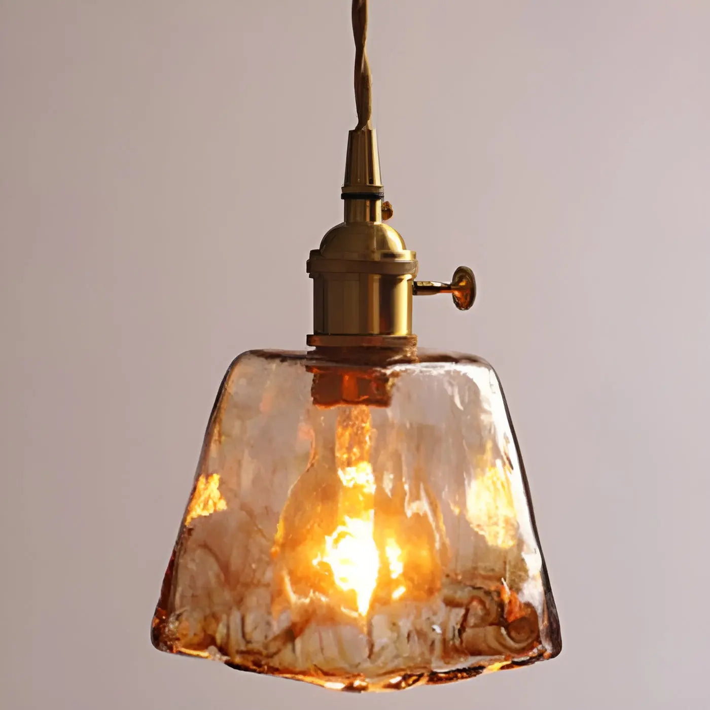 Elegant Crystal Pendant Light - Golden Glass Shade