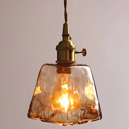 Elegant Crystal Pendant Light - Golden Glass Shade