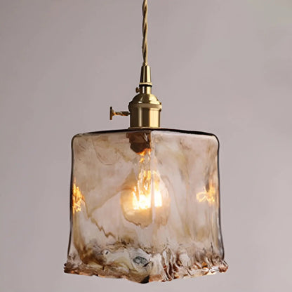 Elegant Crystal Pendant Light - Golden Glass Shade