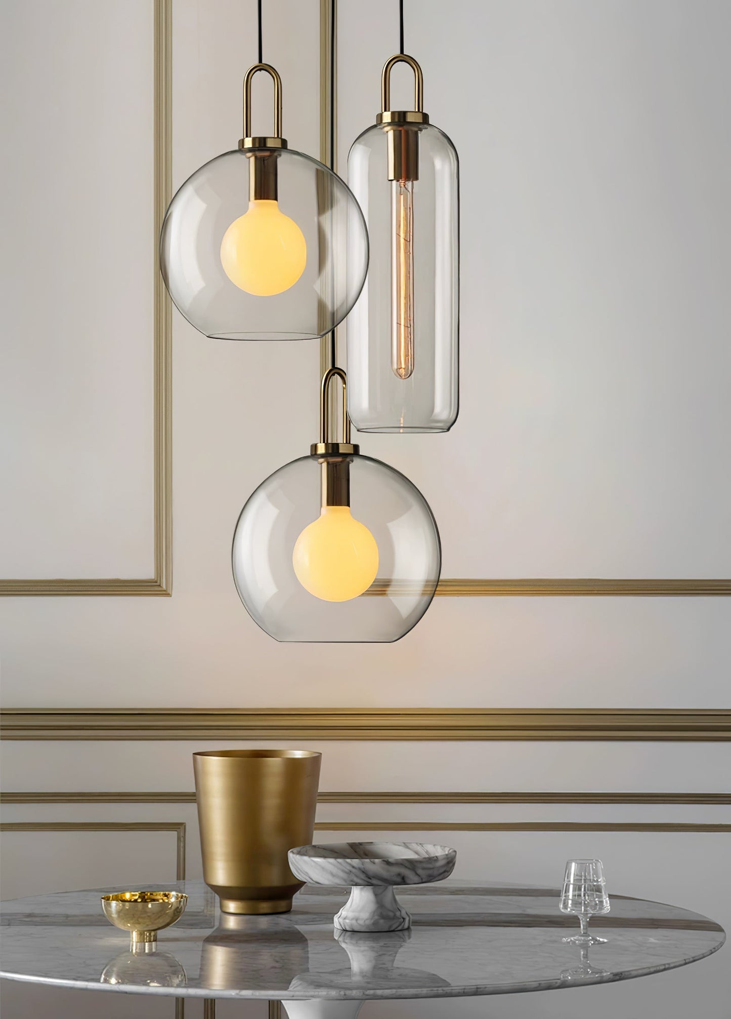 Sleek Round Glass Pendant Lighting Fixtures