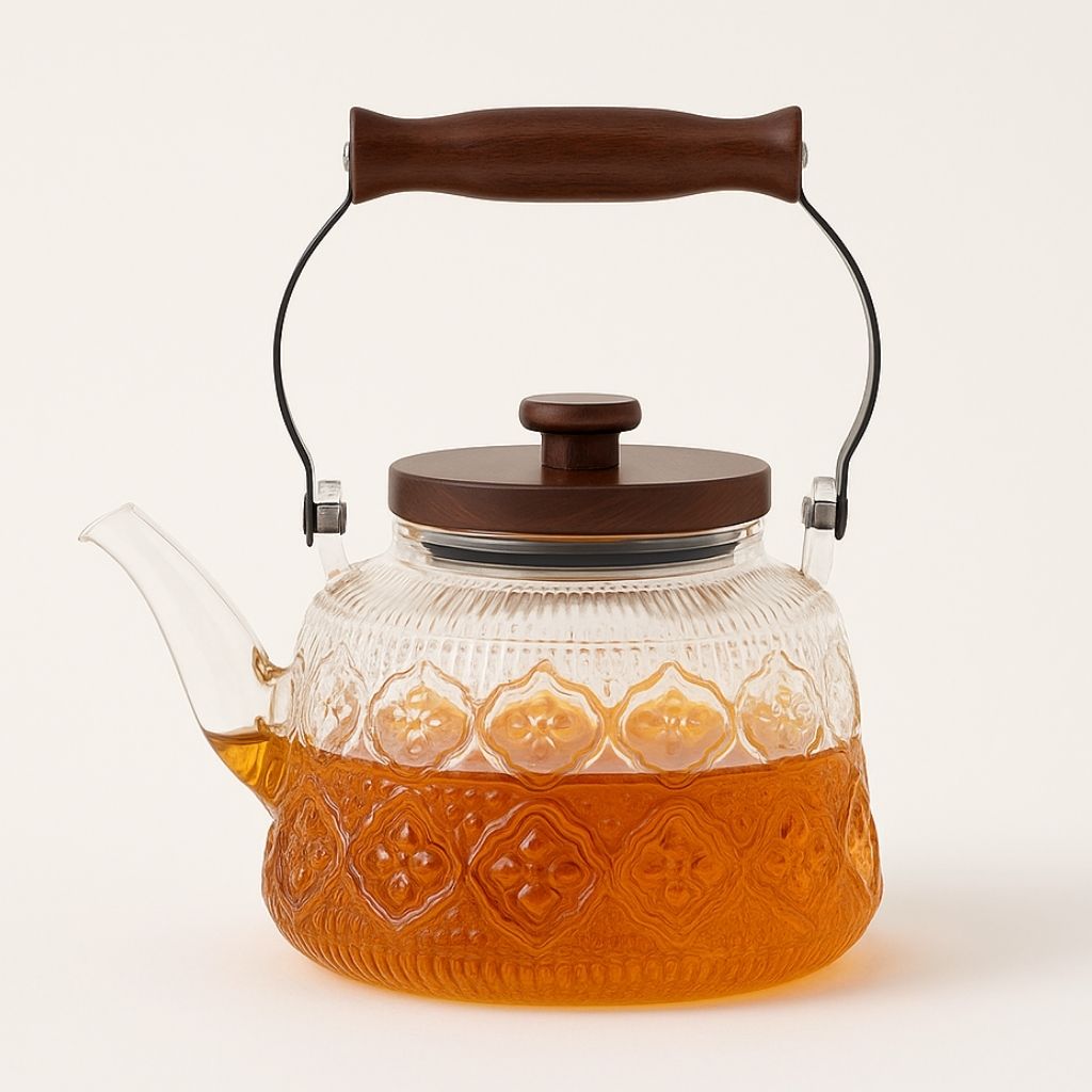 Clear Glass Teapot with Strainer - Large 1000ml Thermal Kettle