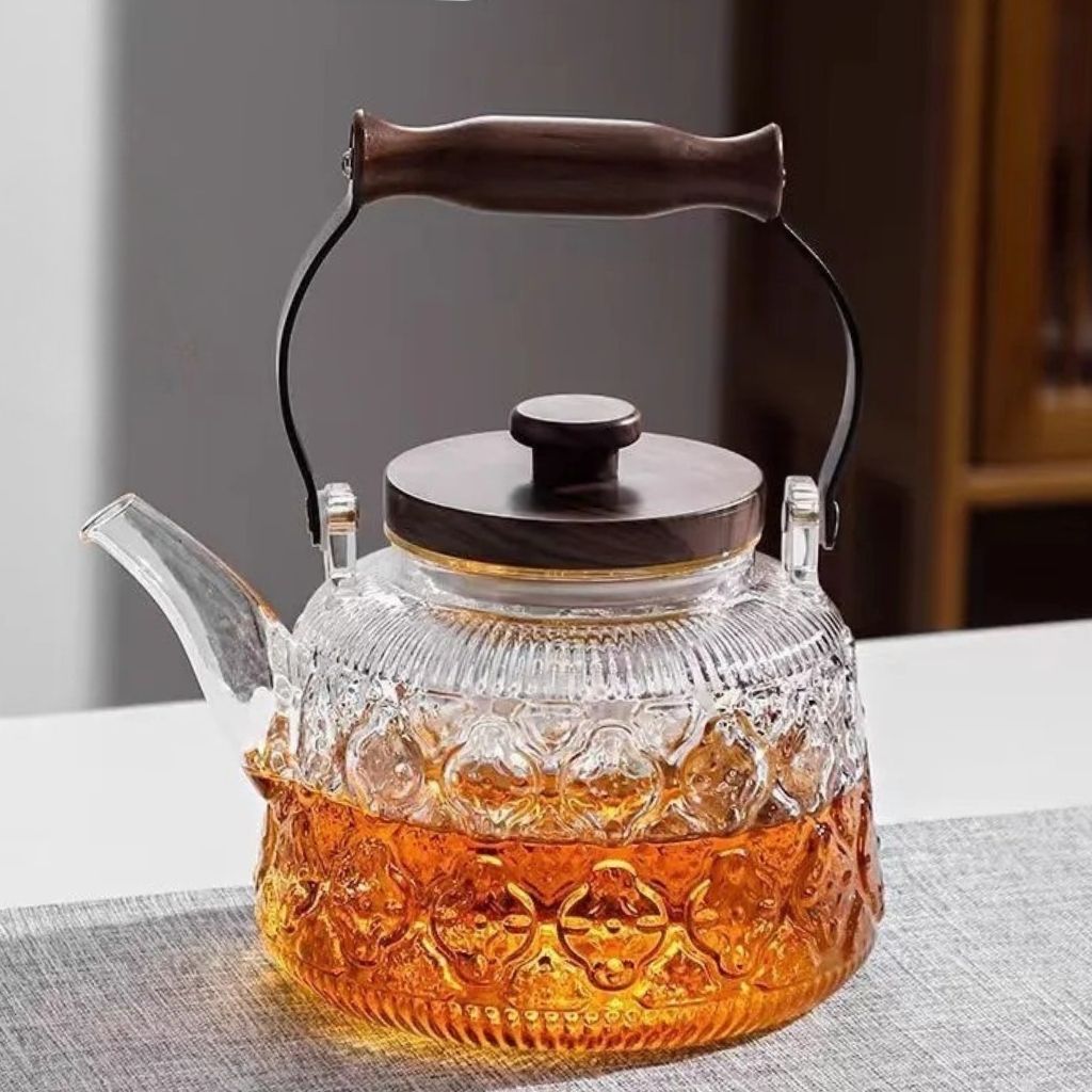 Clear Glass Teapot with Strainer - Large 1000ml Thermal Kettle