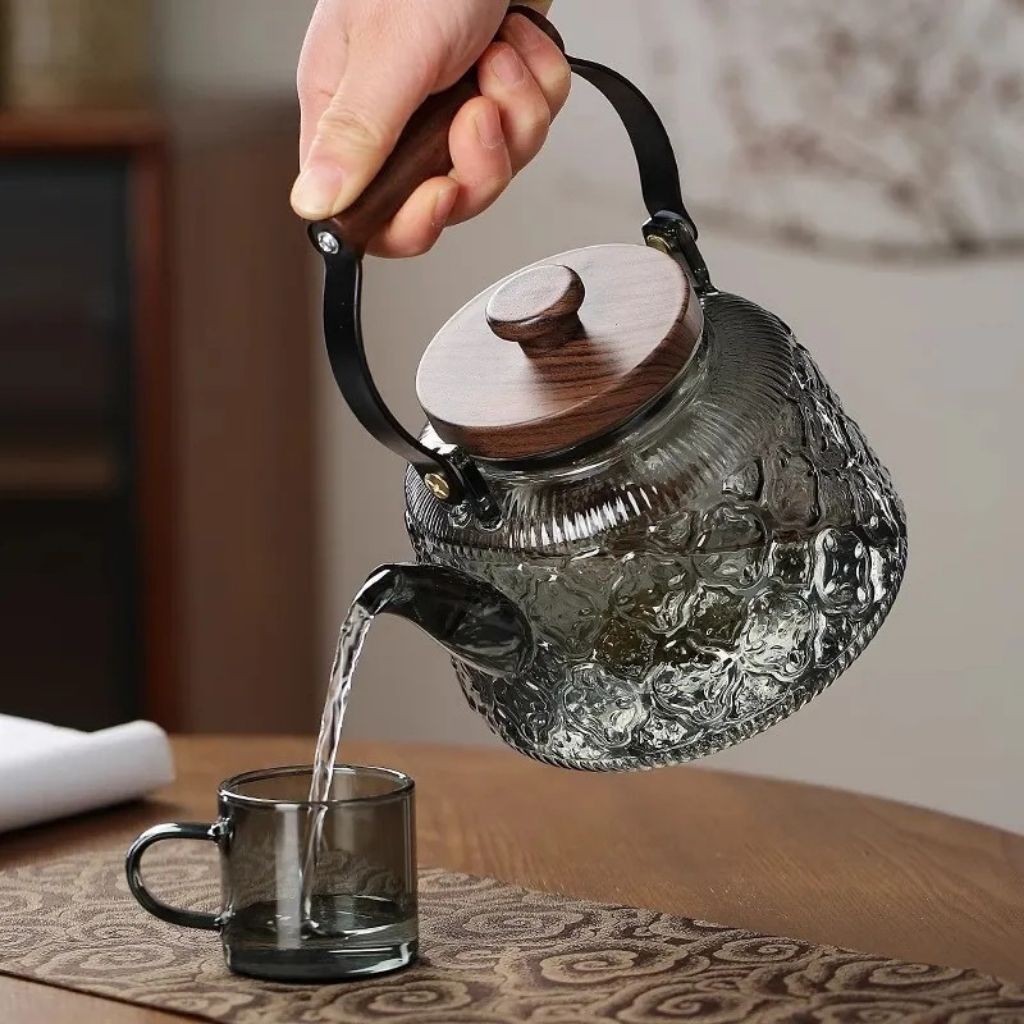 Clear Glass Teapot with Strainer - Large 1000ml Thermal Kettle