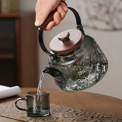 Clear Glass Teapot with Strainer - Large 1000ml Thermal Kettle