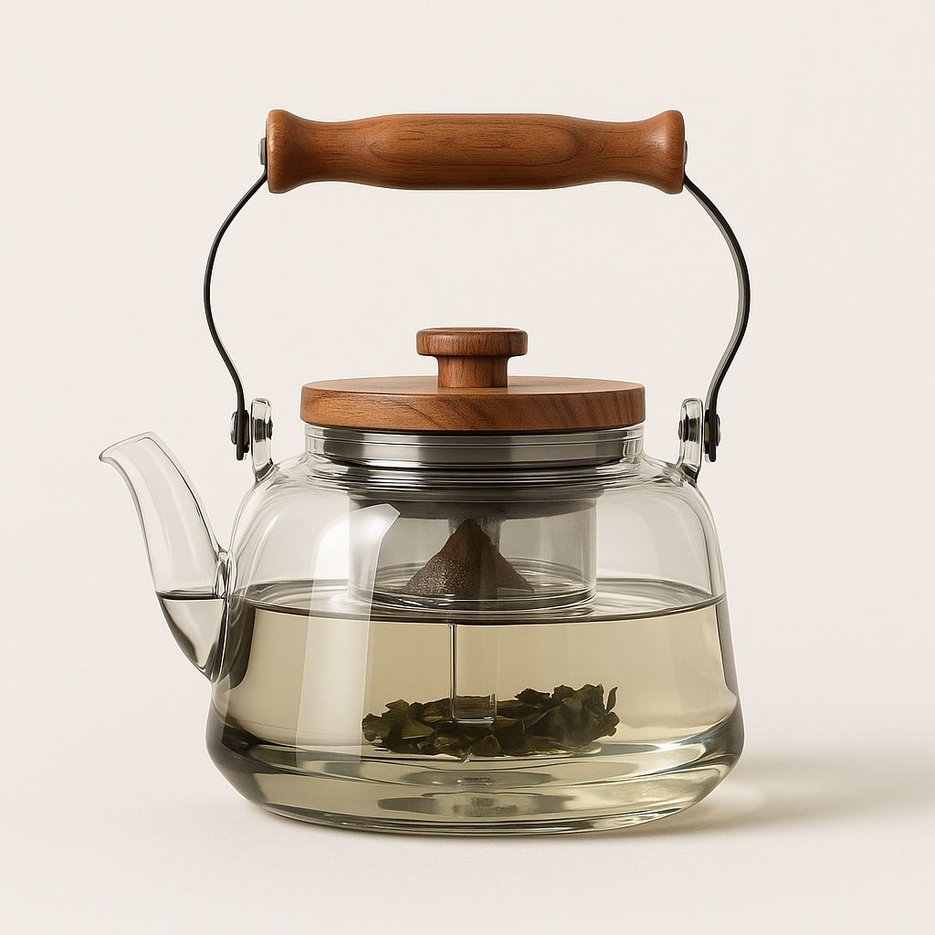 Clear Glass Teapot with Strainer - Large 1000ml Thermal Kettle - Fesara