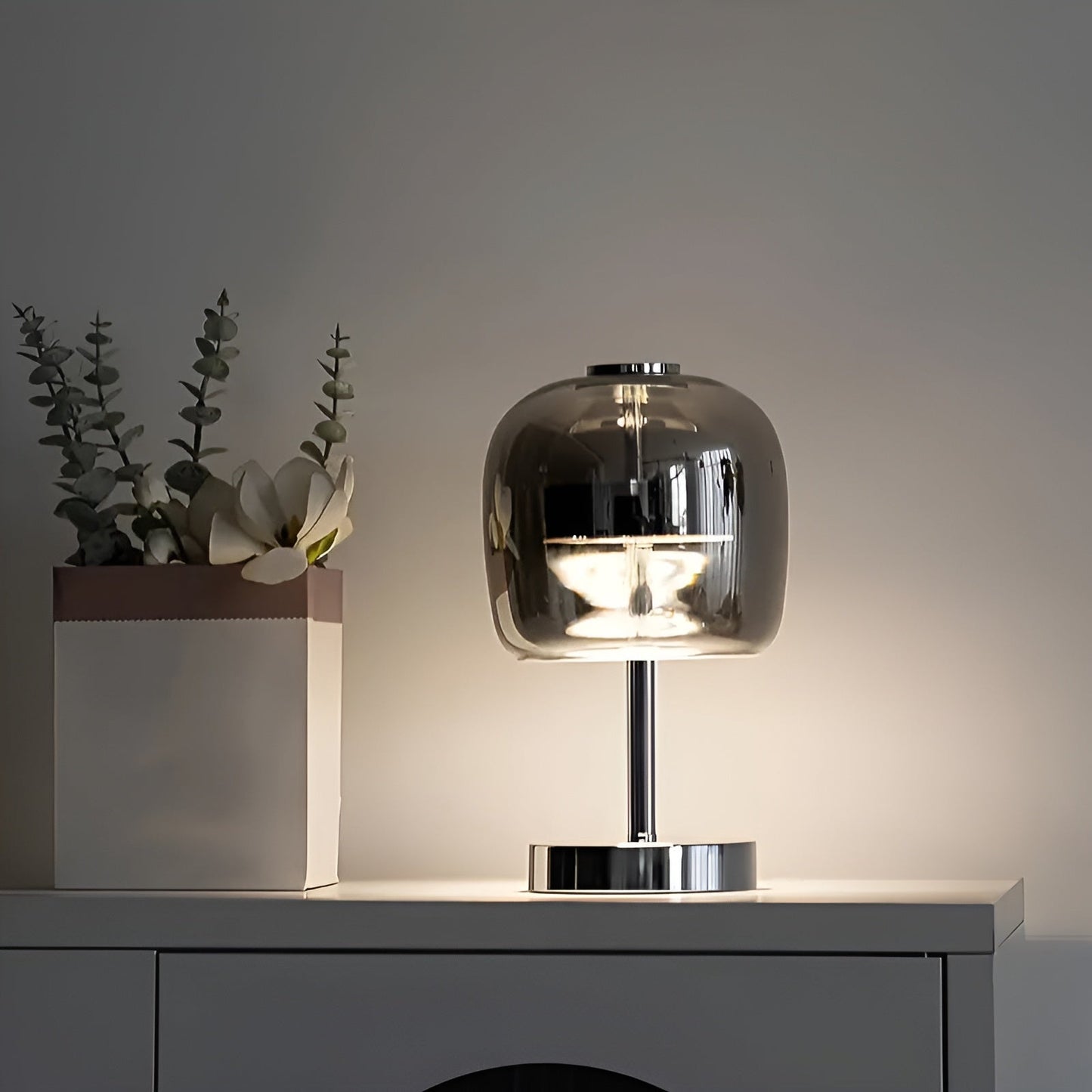 Sleek Grey USB Desk Lamp with Dimmable LED Light