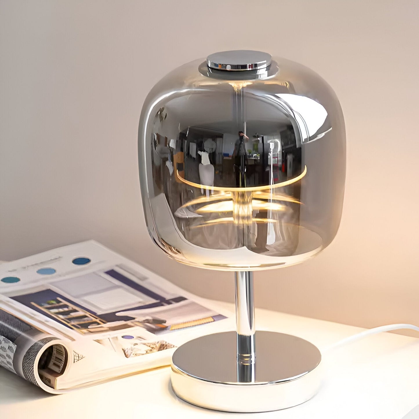 Sleek Grey USB Desk Lamp with Dimmable LED Light