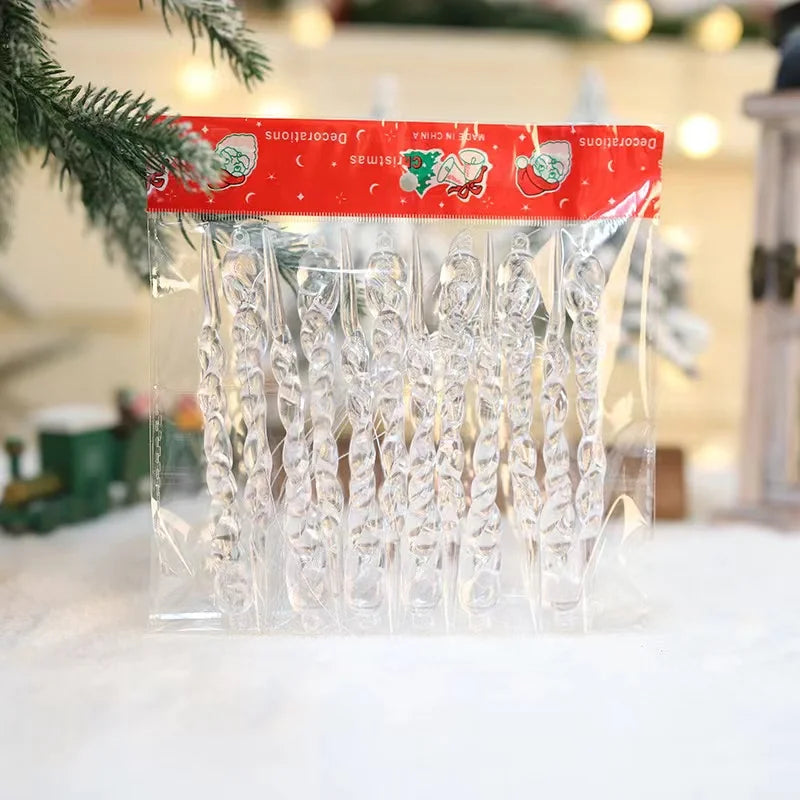 Sparkling Glass Icicle Christmas Decorations - Fesara