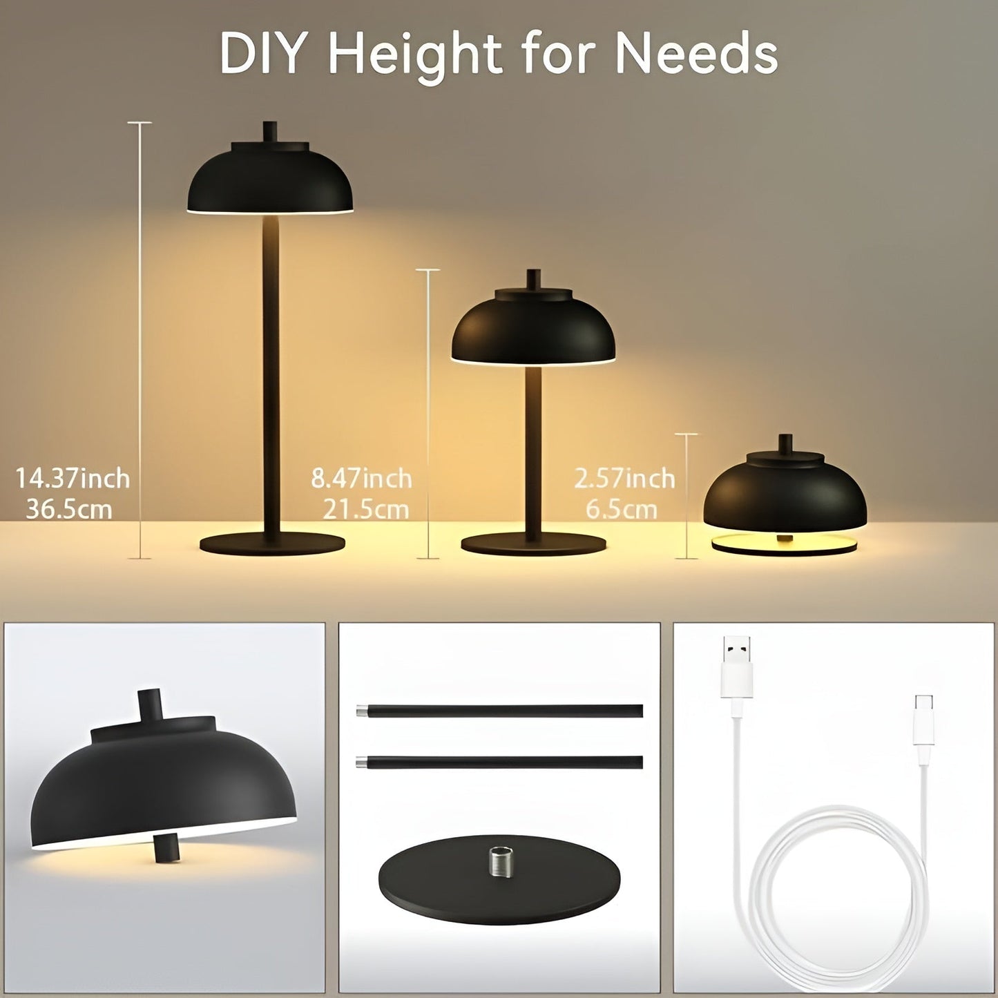 Compact Dimmable LED Desk Lamp with USB
