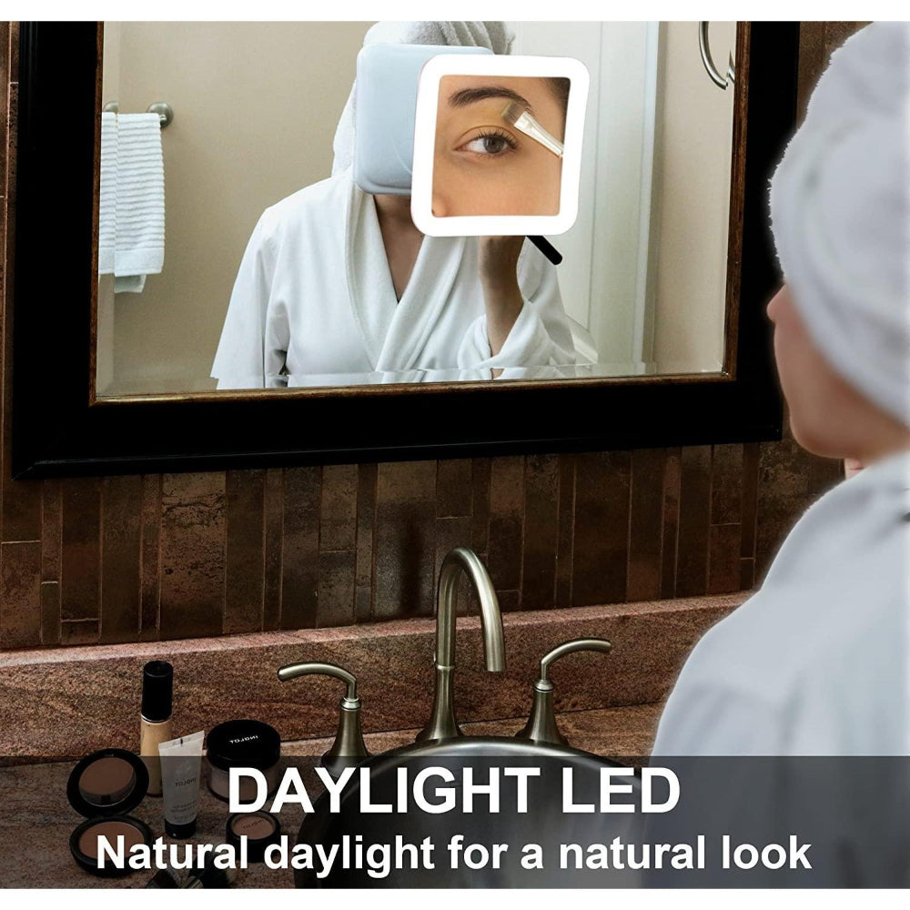 Compact LED Illuminated Makeup Mirror with Suction Cup