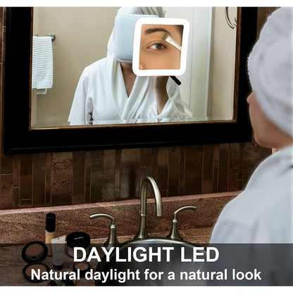 Compact LED Illuminated Makeup Mirror with Suction Cup