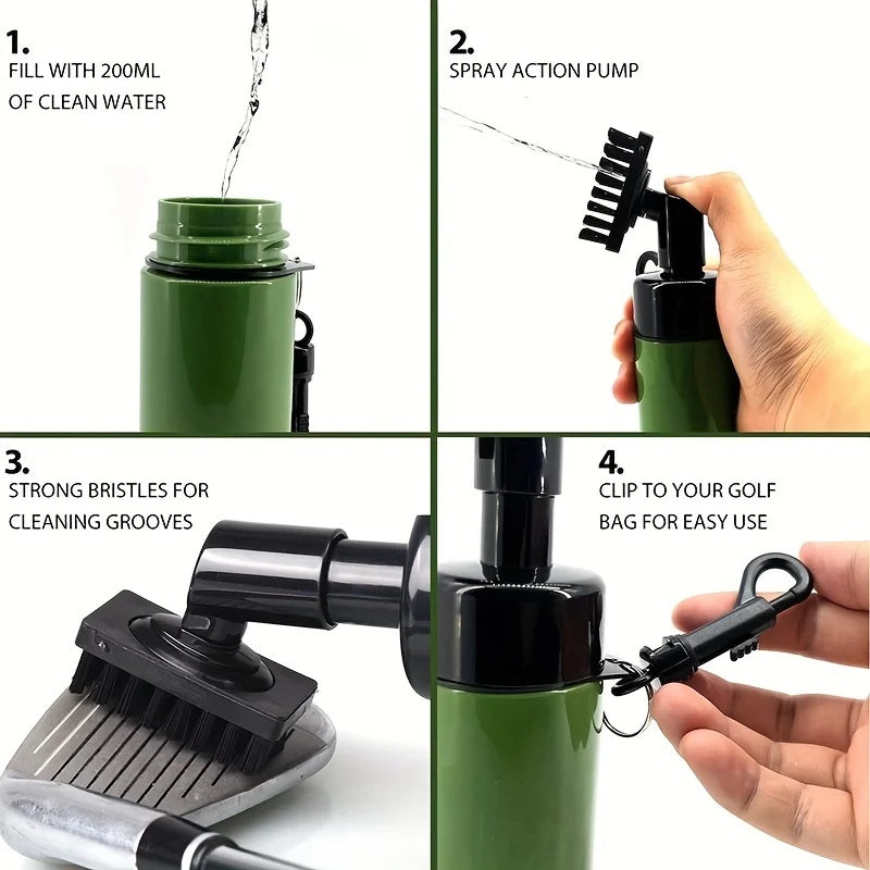Compact Golf Club Cleaning Brush Tool