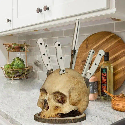 Dark Skull Kitchen Knife Block - Fesara