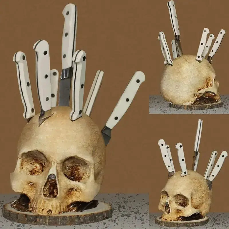 Dark Skull Kitchen Knife Block