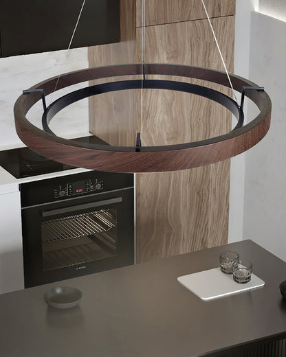 Contemporary Double Ring LED Pendant Adjustable Light Fixture